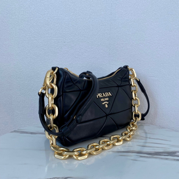 Pra*a system nappa leather patchwork bag