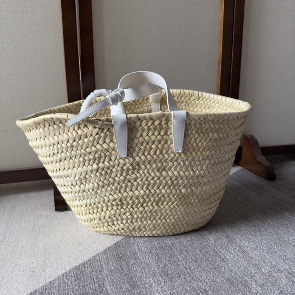 CELIN* TRIOMPHE CELIN* CLASSIC PANIER IN PALM LEAVES AND CALFSKIN