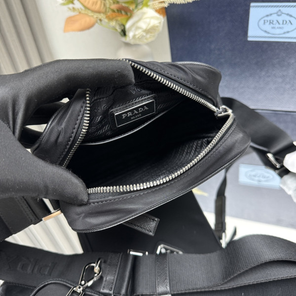 Pra*a re-nylon and saffiano shoulder bag